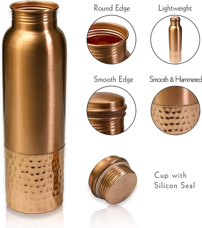 Hammered Vedic Copper Water bottle (1000 mL) | Aiky Store - Home essentials for happy living